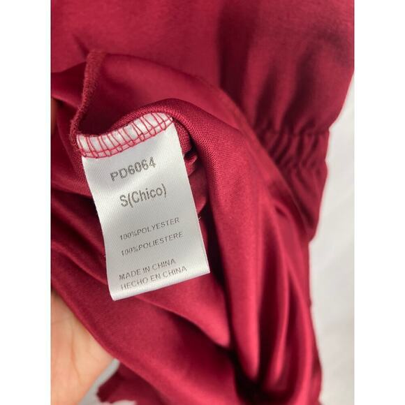 CRESCENT STITCH FIX Carisma burgundy scallop dress - Picture 4 of 6